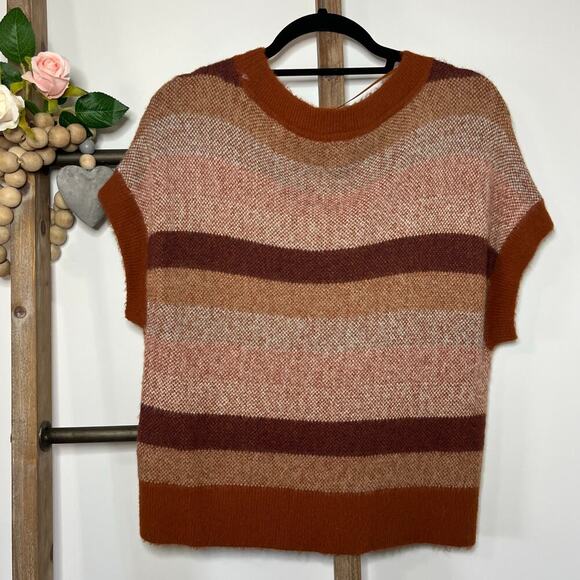 Free People Through The Motions Brown Striped Vest Sweater Size XS - Picture 3 of 8